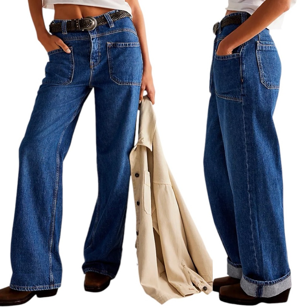 NWT Free People We The Free Palmer Cuffed Jean size 26 in Tunnel Vision